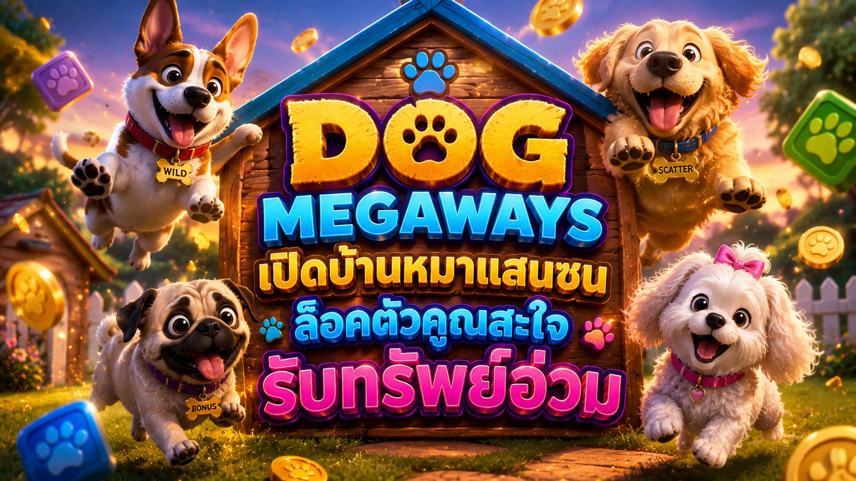 Dog Megaways เปิดบ้านหมาแสนซน ล็อคตัวคูณสะใจรับทรัพย์อ่วม